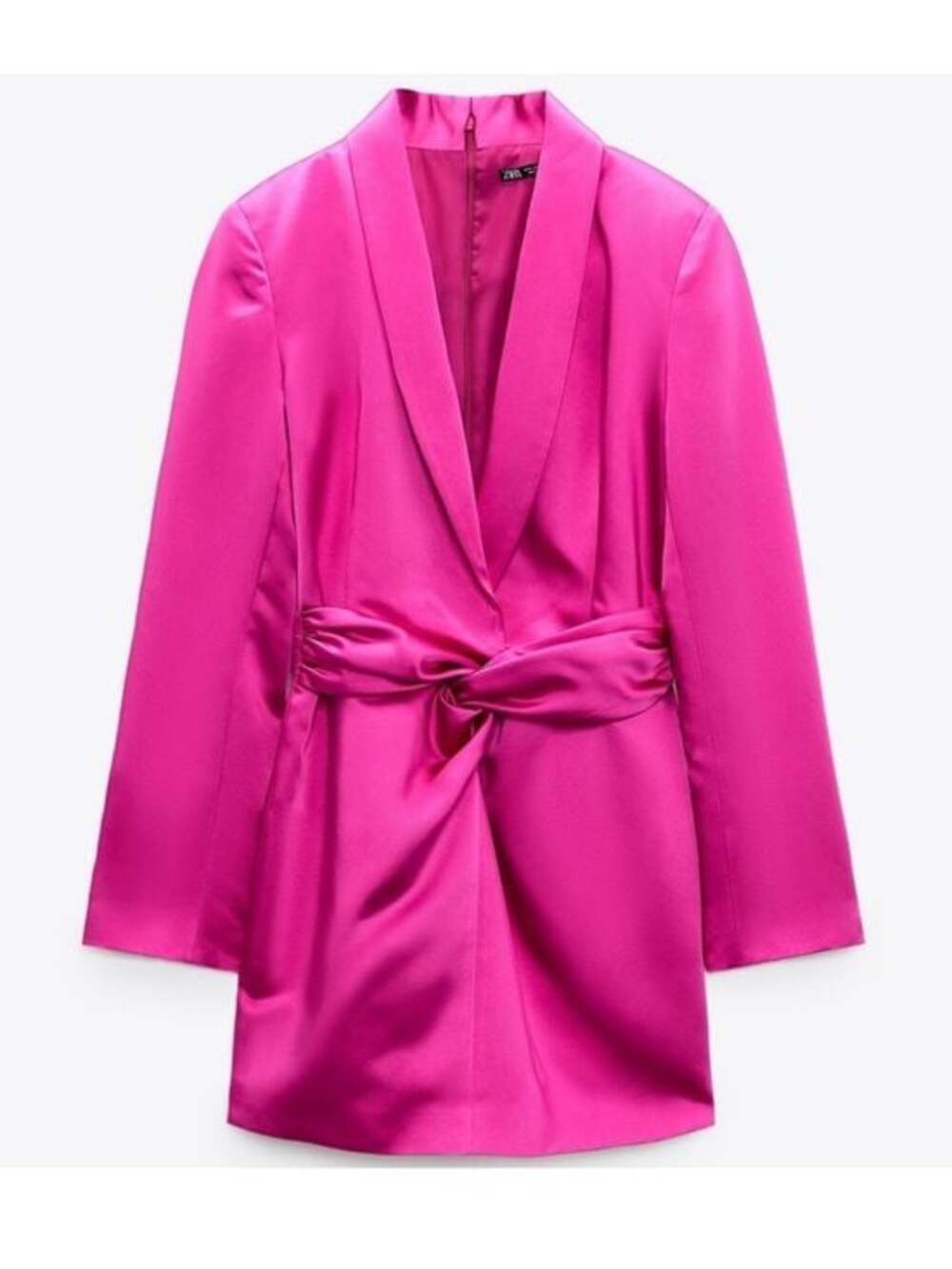 Zara Satin Effect Blazer Dress Fuschia S